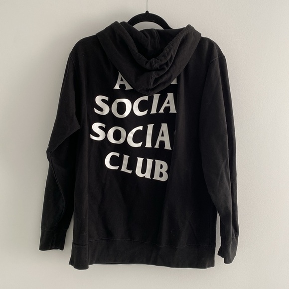 Anti social social club Men’s black hoodie white text - size large - Picture 2 of 7